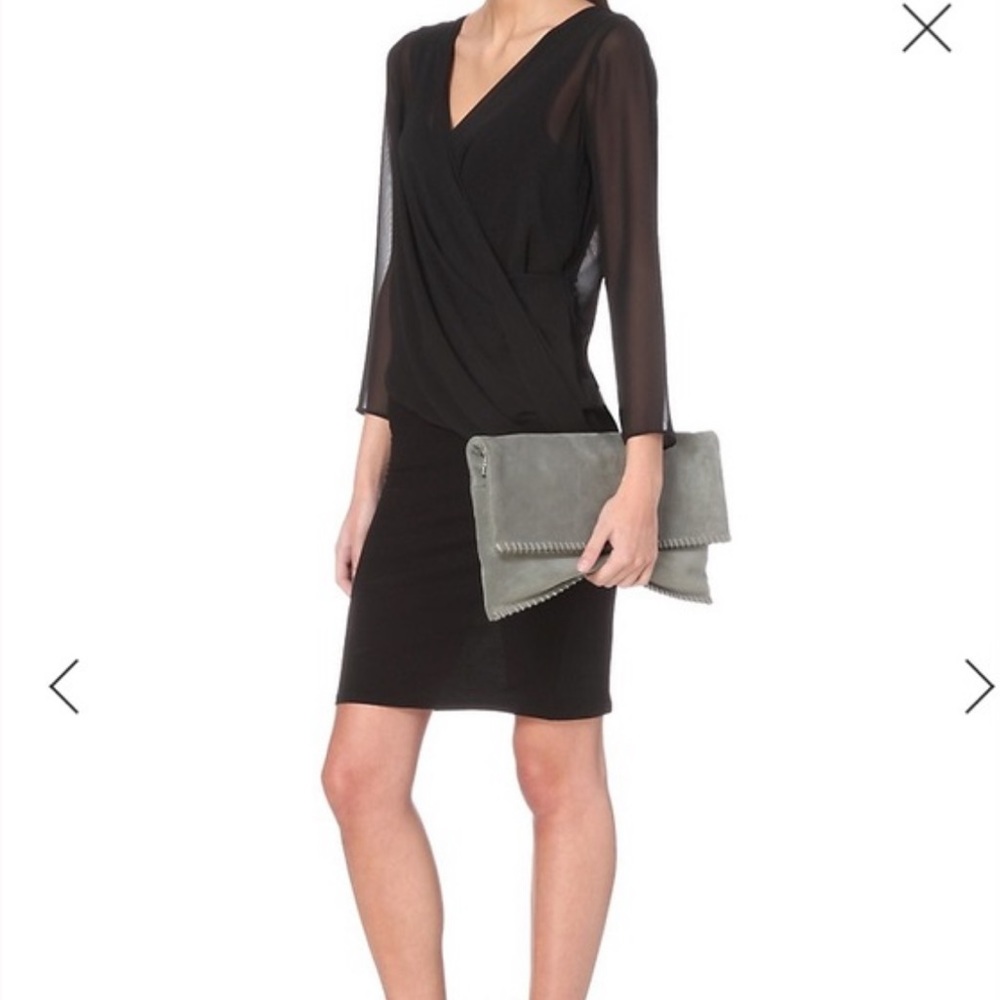 All Saints Lowe Jersey Chiffon Layered Dress Black US 6
